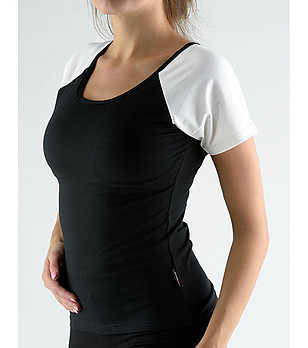 Дамска памучна тениска в черно и бяло Mia снимка