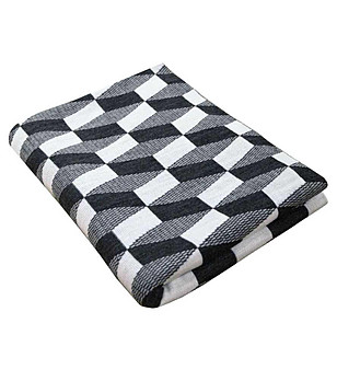 Одеяло в сиво и бяло с вълна Cubes 130х180 см снимка