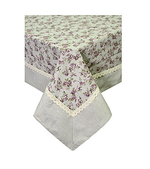 Квадратна памучна покривка с кант за маса Rosettes Provence 140х140 см снимка