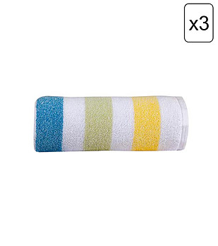 Комплект от три броя многоцветни памучни хавлии  снимка