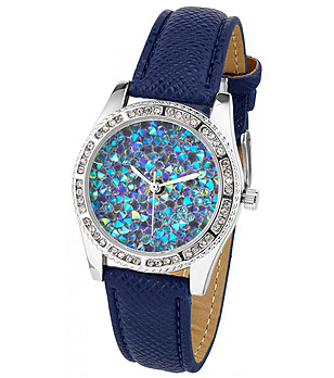 Дамски часовник в сребристо и синьо Belita снимка