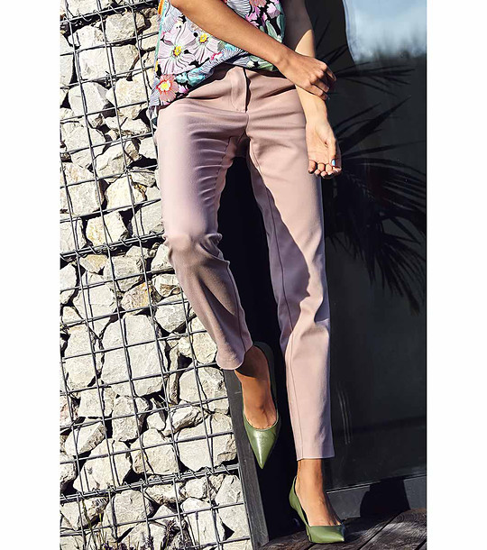 Дамски панталон в цвят пудра с памук Arina снимка