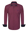 Мъжка памучна риза в цвят бордо и бяло Ignazio-0 снимка