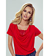 Червена дамска блуза с дантелен елемент Hoppe-0 снимка