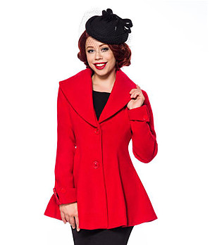 Червено дамско палто с вълна Lina снимка