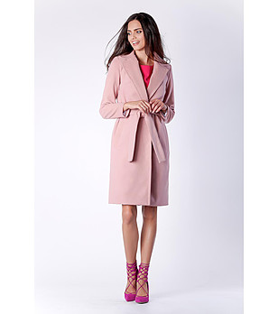 Розово дамско палто от вълна и кашмир Eugenia снимка