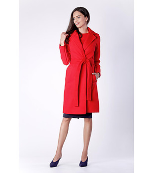 Червено дамско палто от вълна и кашмир Eugenia снимка
