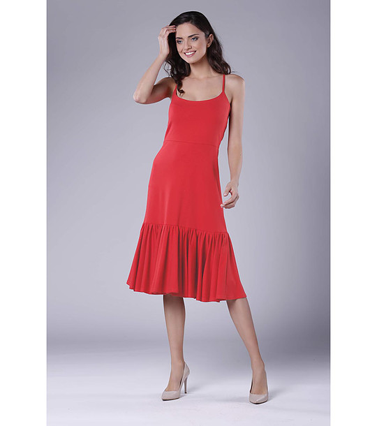 Червена рокля с презрамки Sandrine снимка