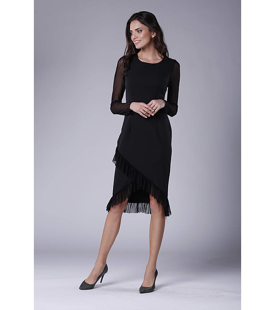 Черна рокля с прозрачни ръкави Mevita снимка