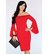 Червена рокля с разкроени ръкави Yolandena-3 снимка