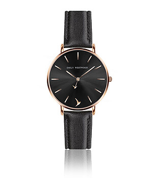Дамски часовник в черно и розовозлатисто Aliza снимка