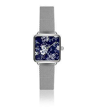 Ефектен дамски часовник в сребристо и тъмносиньо Belinda снимка