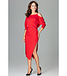Червена асиметрична рокля Amalda-0 снимка