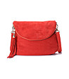 Червена дамска велурена чанта за рамо-0 снимка