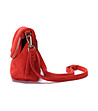 Червена дамска велурена чанта за рамо -3 снимка