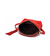 Червена дамска велурена чанта за рамо -4 снимка