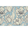 Постелка с принт Цветя в синьо и екрю 52х75 см-0 снимка