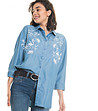 Дамска синя риза с бели бродерии от лиосел Tesmira-2 снимка