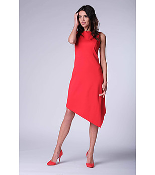 Червена асиметрична рокля Tessi снимка