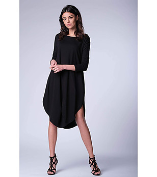 Черна рокля с дълъг ръкав Laila снимка