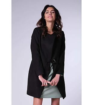 Черно дамско палто с вълна Jaya снимка