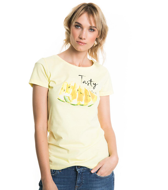 Жълта дамска памучна тениска Rozanne снимка