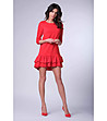 Червена рокля с къдрички Sobella-0 снимка