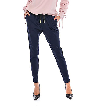 Тъмносин дамски памучен панталон Lampas снимка