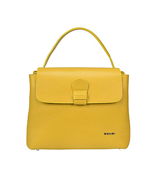 Жълта дамска чанта от естествена кожа Gloria снимка
