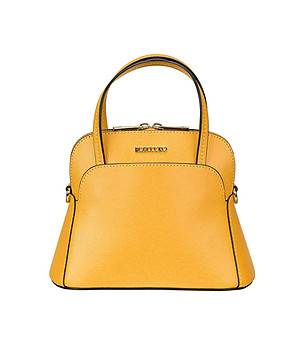 Жълта дамска чанта от естествена кожа Celina снимка