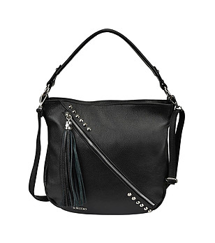 Дамска чанта от естествена кожа в черно Modelia снимка