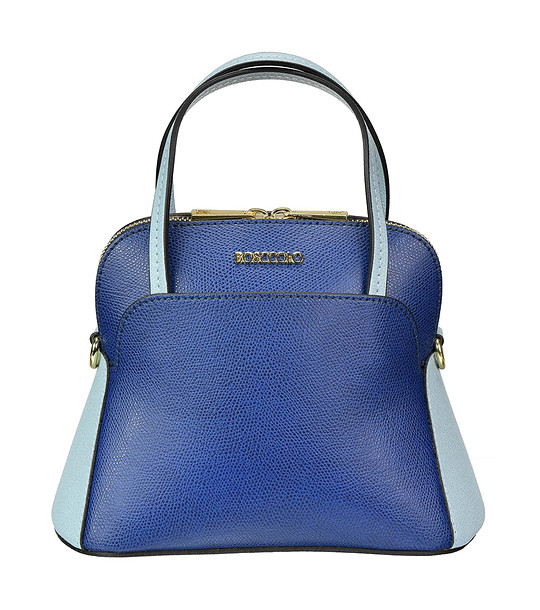 Дамска чанта от естествена кожа в сини нюанси Celina снимка
