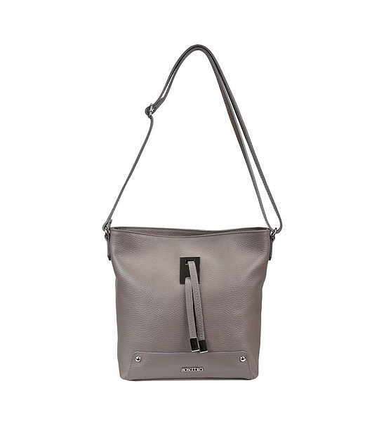 Дамска чанта от естествена кожа в сиво Aria снимка