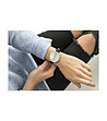 Сребрист дамски часовник с черна кожена каишка Jaya-3 снимка