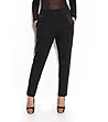 Дамски панталон в черно с елементи от еко кожа-0 снимка