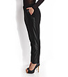 Дамски панталон в черно с елементи от еко кожа-1 снимка