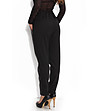Дамски панталон в черно с елементи от еко кожа-2 снимка