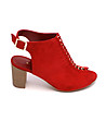 Дамски велурени сандали в червено Monica-0 снимка