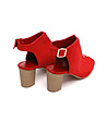 Дамски велурени сандали в червено Monica-3 снимка