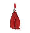 Червена дамска велурена чанта с ресни Larissa-3 снимка