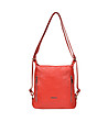 Червена кожена дамска чанта-раница Lusia-0 снимка