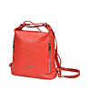 Червена кожена дамска чанта-раница Lusia-2 снимка