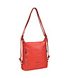 Червена кожена дамска чанта-раница Lusia-3 снимка