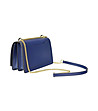 Дамска синя кожена чанта с верижка Albina-1 снимка
