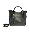 Черна дамска кожена чанта с несесер Gladis-0 снимка