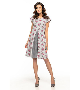 Сива рокля с флорален принт с платка на райе Linela снимка