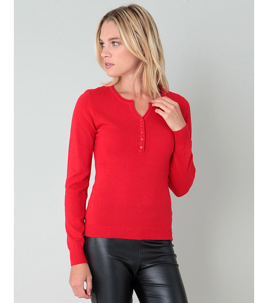 Дамска блуза с естествени влакна Volena в червен нюанс снимка
