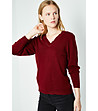 Дамски пуловер Bennie в цвят бордо с кашмир-0 снимка