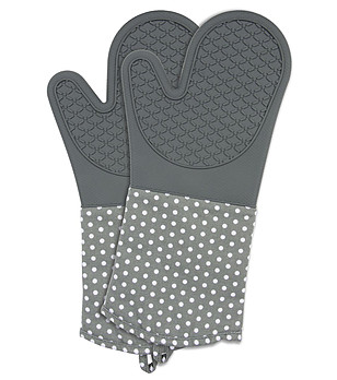 Термоустойчиви готварски ръкавици в сиво със силикон снимка