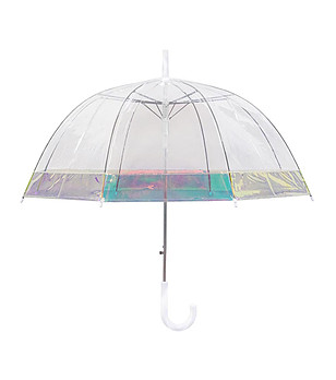 Дамски прозрачен чадър с ефектни панели при основата снимка
